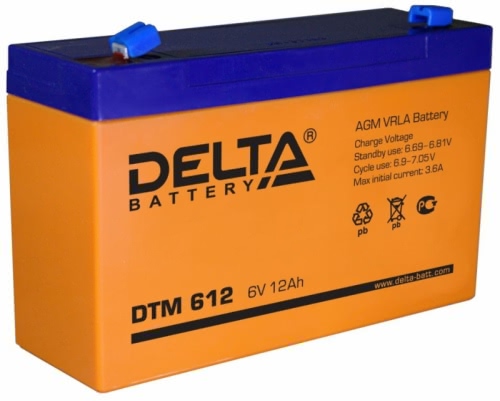 Аккумулятор Delta DTM 612 6В 12Ач 151x50x100 мм Прямая (+-)