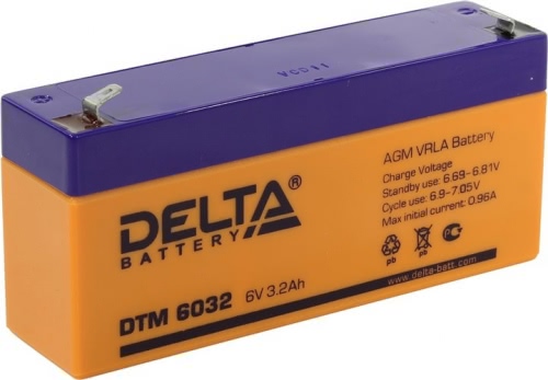 Аккумулятор Delta DTM 6032 6В 3,2Ач 134x34x67 мм Прямая (+-)