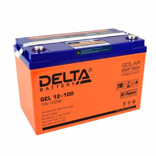Аккумулятор Delta GEL 12-100 12В 100Ач 333x173x222 мм Прямая (+-)