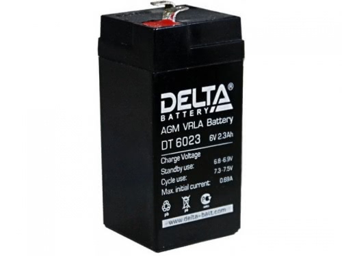 Аккумулятор Delta DT 6023 6В 2,3Ач 44x47x107 мм Прямая (+-)