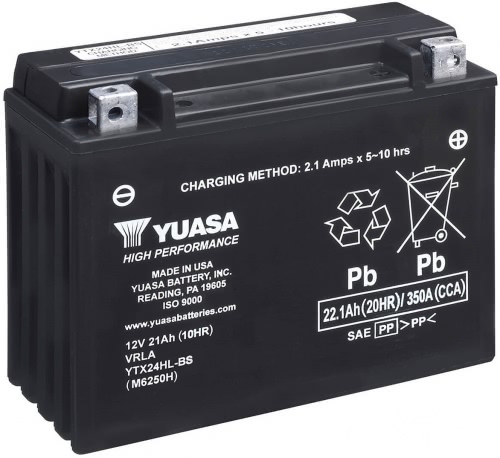 Аккумулятор Yuasa YTX24HL-BS 12В 21Ач 350CCA 205x87x162 мм Обратная (-+)