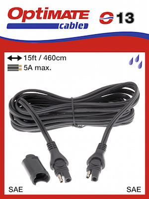O13 Влагозащищенный удлинитель зарядного кабеля 4,6м, SAE, Optimate