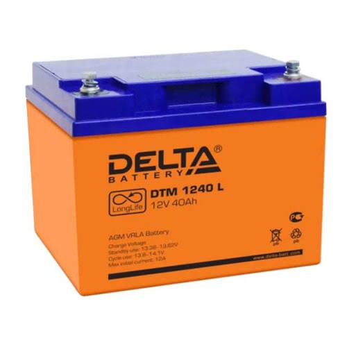 Аккумулятор Delta DTM 1240 L 12В 40Ач 198x166x170 мм Обратная (-+)