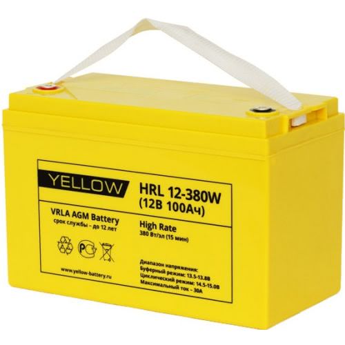 Аккумулятор Yellow HRL 12-380W YL 12В 100Ач 330x171x220 мм Прямая (+-)
