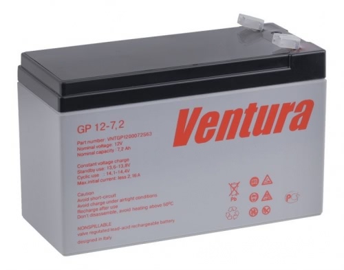 Аккумулятор Ventura GP 12-7,2 12В 7,2Ач 151x65x100 мм Прямая (+-)