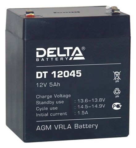 Аккумулятор Delta DT 12045 12В 4,5Ач 90x70x107 мм Прямая (+-)
