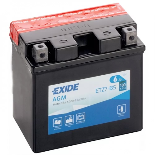 Аккумулятор EXIDE ETZ7-BS 12В 6Ач 100CCA 113x70x105 мм Обратная (-+)