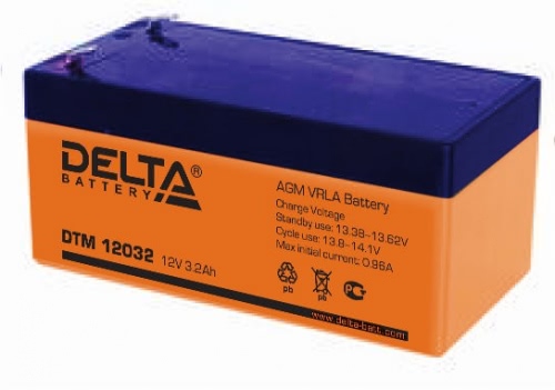 Аккумулятор Delta DTM 12032 12В 3,2Ач 134x67x67 мм Обратная (-+)