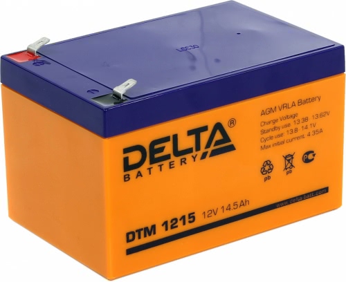 Аккумулятор Delta DTM 1215 12В 14,5Ач 151x98x101 мм Прямая (+-)