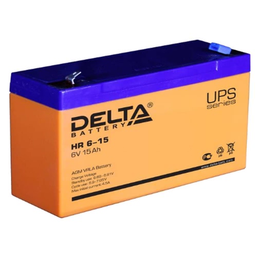 Аккумулятор Delta HR 6-15 6В 15Ач 151x50x100 мм Прямая (+-)