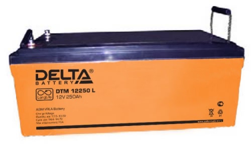 Аккумулятор Delta DTM 12250 L 12В 250Ач 520x269x227 мм Обратная (-+)
