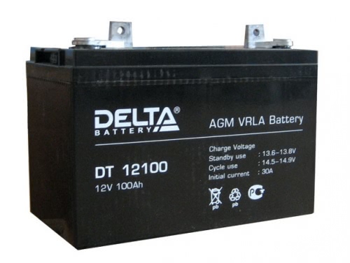Аккумулятор Delta DT 12100 12В 100Ач 329x172x241 мм Прямая (+-)