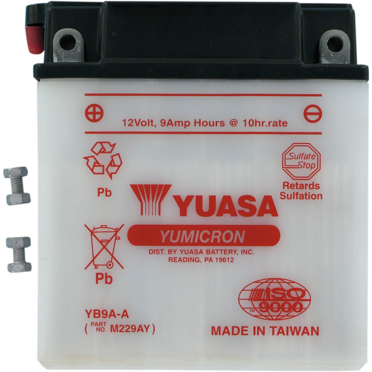 Аккумулятор Yuasa YB9A-A 12В 9Ач 115CCA 135x75x155 мм Прямая (+-)