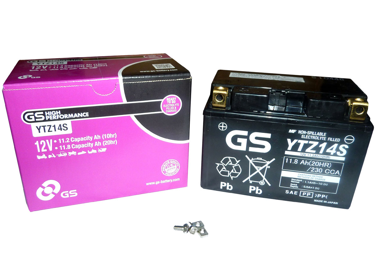 Аккумулятор GS Yuasa YTZ14S GS 12В 11,2Ач 230CCA 150x87x110 мм Прямая (+-)