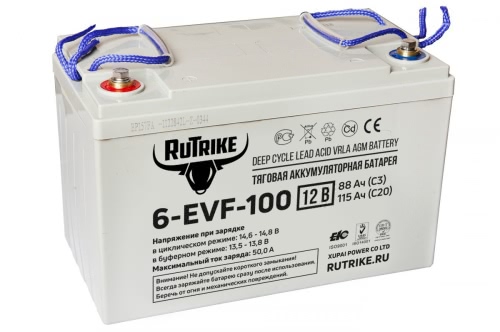 Аккумулятор RuTrike 6-EVF-100 RuTr 12В 115Ач 330x170x215 мм Прямая (+-)