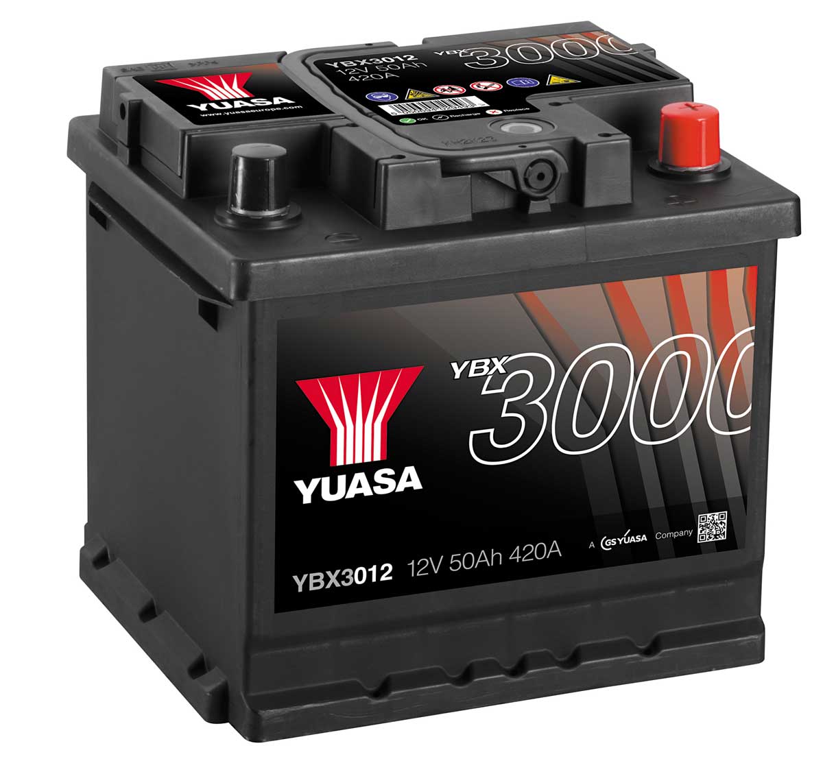 Аккумулятор Yuasa SMF YBX3012 12В 50Ач 420CCA 207x175x190 мм Обратная (-+)