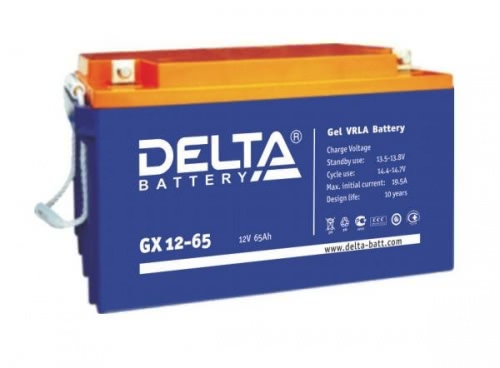 Аккумулятор Delta GX 12-65 12В 65Ач 350x167x183 мм Прямая (+-)