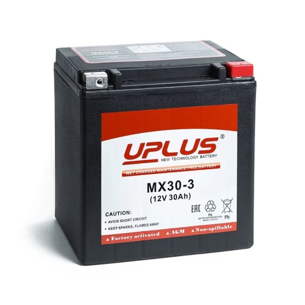 Аккумулятор UPLUS LEOCH MX30-3 (EPS1230 YB30L-B) 12В 30Ач 440CCA 166x131x175 мм Обратная (-+)