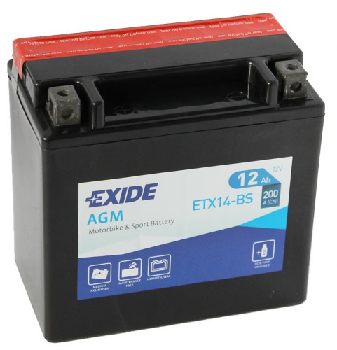Аккумулятор EXIDE ETX14-BS 12В 12Ач 200CCA 150x87x145 мм Прямая (+-)