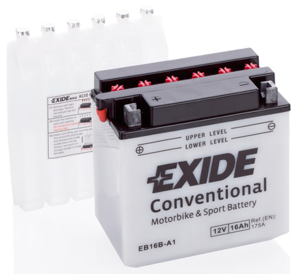 Аккумулятор EXIDE EB16B-A 12В 16Ач 175CCA 160x90x162 мм Прямая (+-)