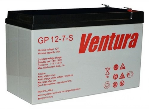Аккумулятор Ventura GP 12-7-S 12В 7Ач 90x70x107 мм Прямая (+-)