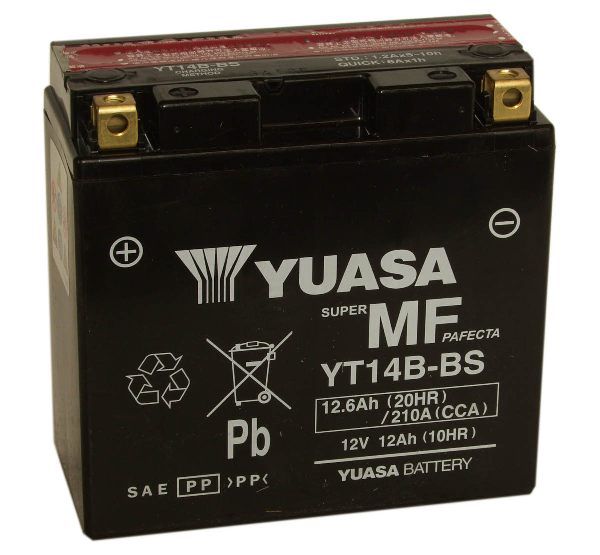 Аккумулятор Yuasa YT14B-BS 12В 12Ач 210CCA 150x70x145 мм Прямая (+-)