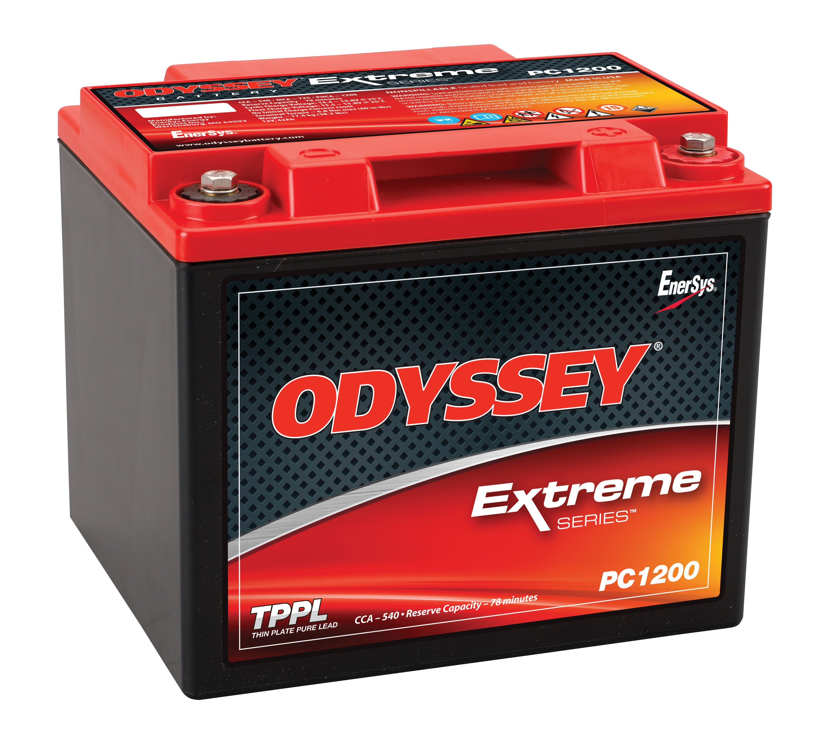 Аккумулятор Odyssey PC1200 12В 42Ач 540CCA 200x170x193 мм Обратная (-+)