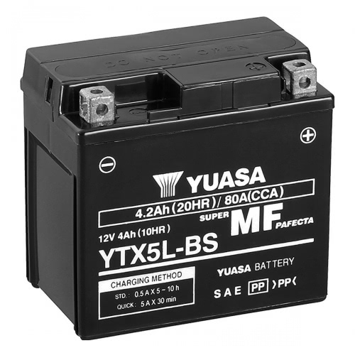 Аккумулятор Yuasa YTX5L-BS 12В 4Ач 80CCA 114x71x106 мм Обратная (-+)