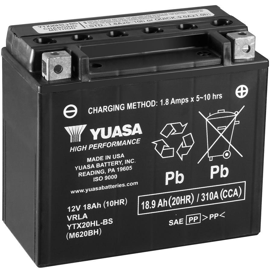 Аккумулятор Yuasa YTX20HL-BS 12В 18Ач 310CCA 175x87x155 мм Обратная (-+)