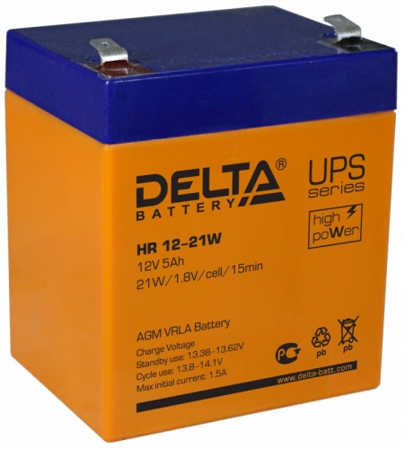 Аккумулятор Delta HR 12-21 W 12В 5Ач 90x70x107 мм Прямая (+-)