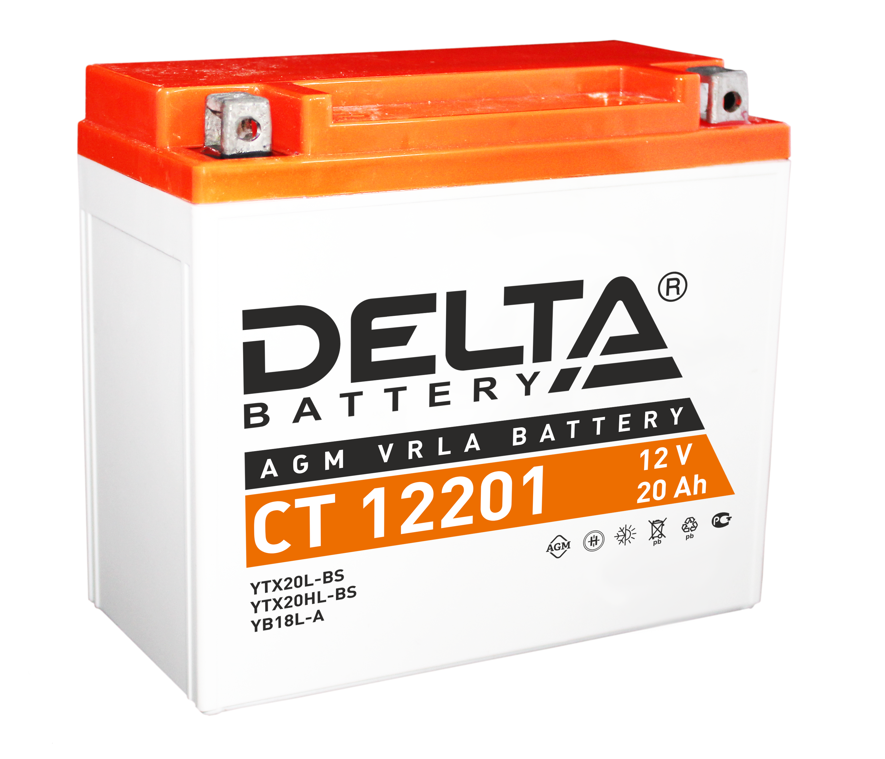 Аккумулятор Delta CT 12201 12В 20Ач 270CCA 177x88x154 мм Обратная (-+)