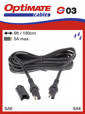 O3 Влагозащищенный удлинитель зарядного кабеля 1,8м, SAE, Optimate