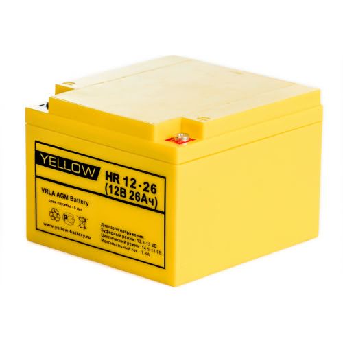 Аккумулятор Yellow HR 12-26 YL 12В 26Ач 166x175x125 мм Обратная (-+)