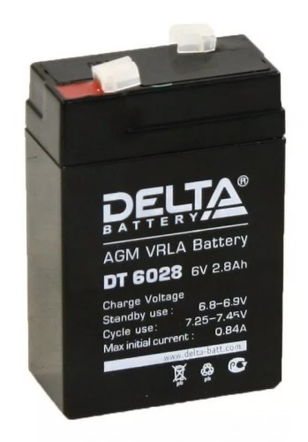 Аккумулятор Delta DT 6028 6В 2,8Ач 66x33x99 мм Прямая (+-)