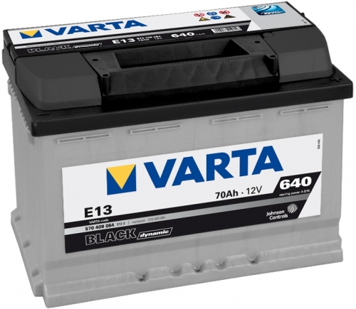 Аккумулятор VARTA Black Dynamic E13 570409064 12В 70Ач 640CCA 278x175x190 мм Обратная (-+)