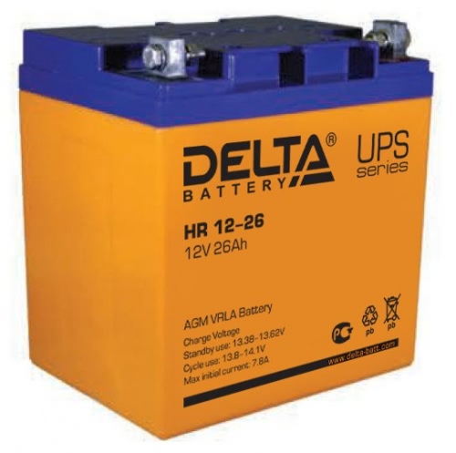 Аккумулятор Delta HR 12-26 12В 26Ач 165x125x175 мм Обратная (-+)