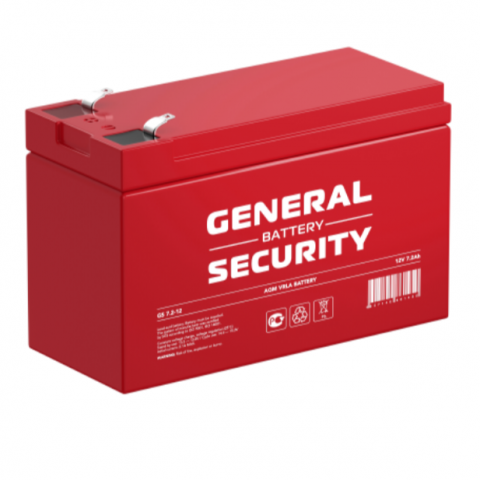 Аккумулятор General Security 7.2-6 GS (EV6-8.5 DTM 607 HR 6-7.2) 6В 7Ач 151x34x98 мм Прямая (+-)