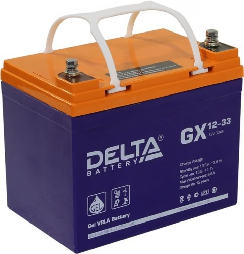 Аккумулятор Delta GX 12-33 12В 33Ач 195x130x180 мм Прямая (+-)