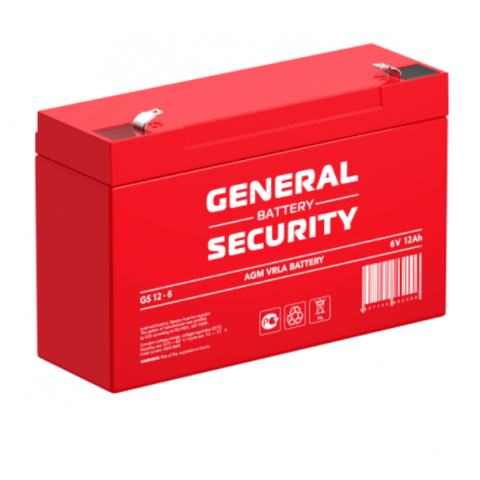 Аккумулятор General Security 12-6 GS (EV6-14 DTM 612 HR 12-12) 6В 12Ач 151x51x100 мм Прямая (+-)