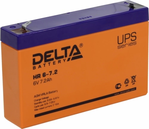 Аккумулятор Delta HR 6-7.2 6В 7,2Ач 151x34x100 мм Прямая (+-)