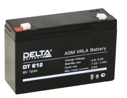 Аккумулятор Delta DT 612 6В 12Ач 151x50x100 мм Прямая (+-)