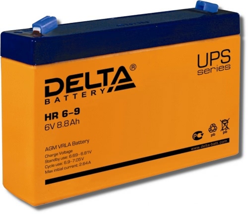 Аккумулятор Delta HR 6-9 6В 9Ач 151x34x100 мм Прямая (+-)