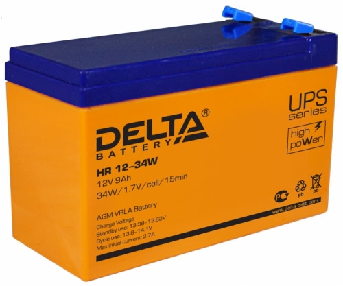 Аккумулятор Delta HR 12-34 W 12В 9Ач 151x65x100 мм Прямая (+-)