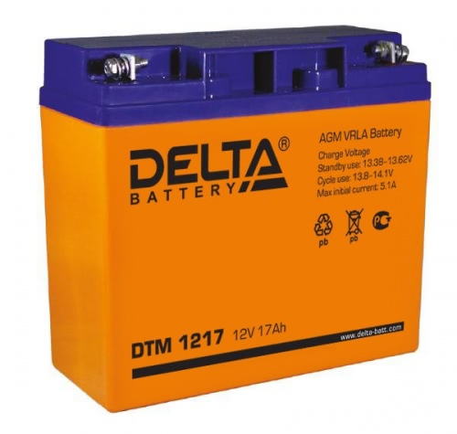 Аккумулятор Delta DTM 1217 12В 17Ач 181x77x167 мм Обратная (-+)