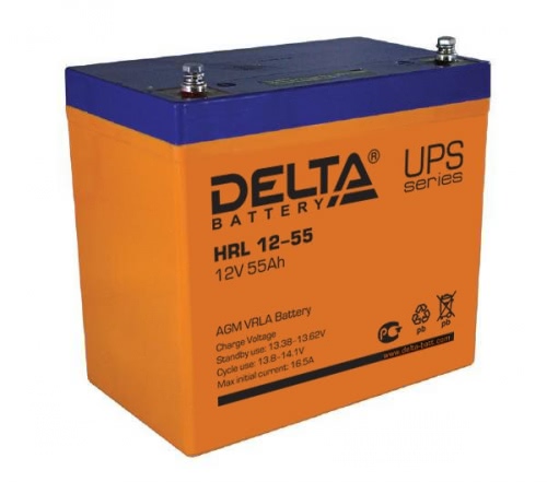 Аккумулятор Delta HRL 12-55 12В 55Ач 229x138x213 мм Прямая (+-)