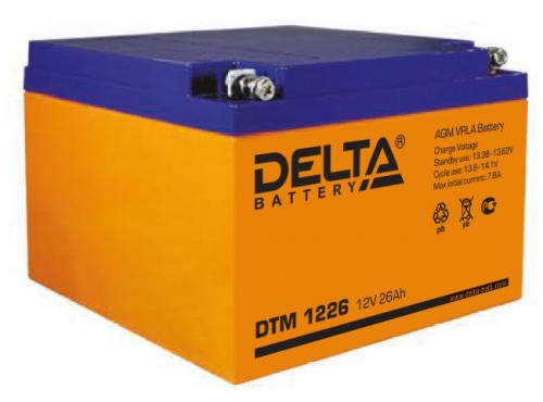 Аккумулятор Delta DTM 1226 12В 26Ач 166x175x125 мм Обратная (-+)