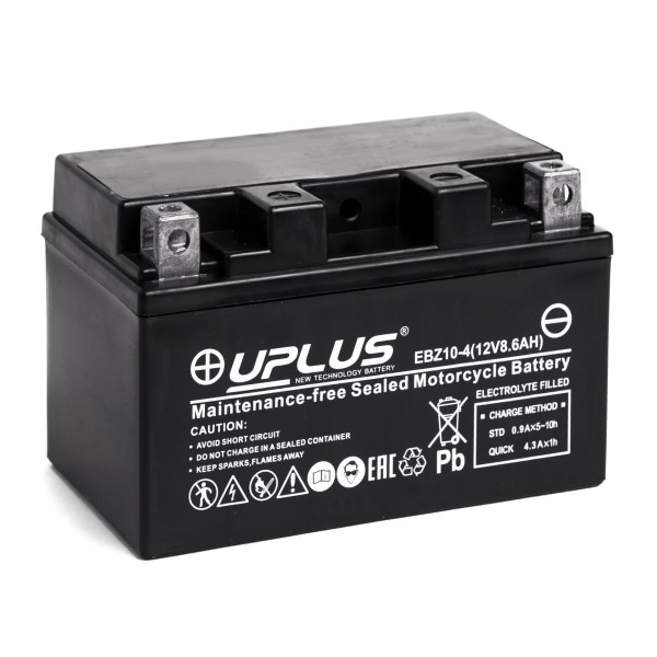 Аккумулятор UPLUS LEOCH EBZ10-4 (CT1210.1 YTZ10S) 12В 8,6Ач 190CCA 150x88x93 мм Прямая (+-)