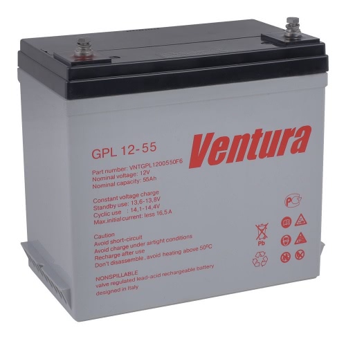 Аккумулятор Ventura GPL 12-55 12В 57Ач 229x138x235 мм Прямая (+-)