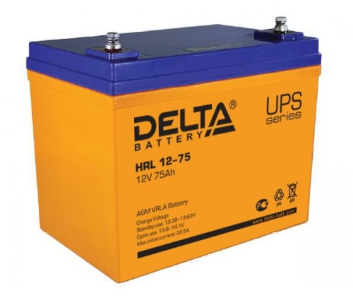 Аккумулятор Delta HRL 12-75 12В 75Ач 258x166x215 мм Прямая (+-)