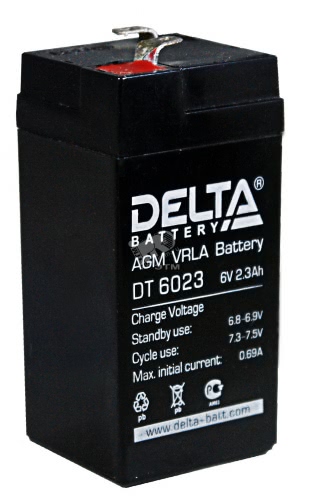 Аккумулятор Delta DT 6023 (75) 6В 2,3Ач 43x37x75 мм